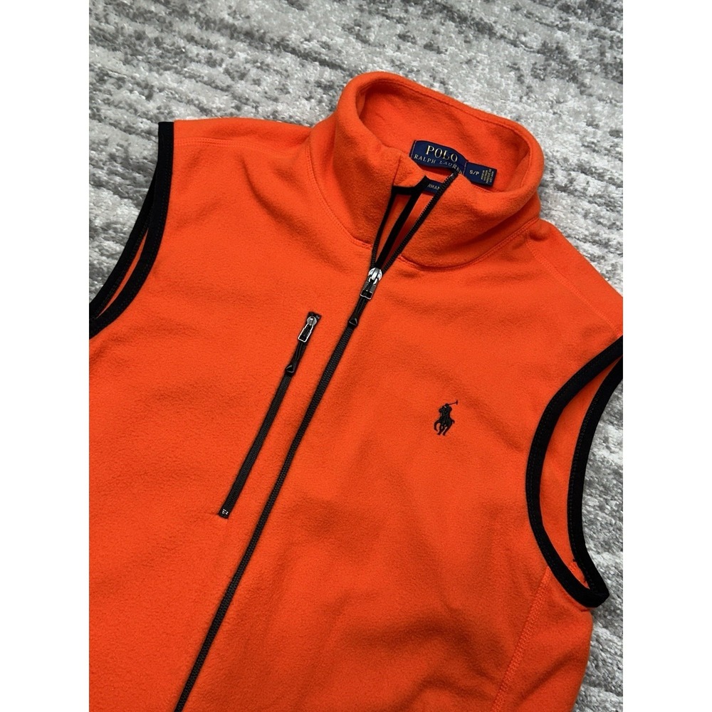 Polo Ralph Lauren Performance Fleece Vest‎ Mens Small Orange Pony NWOT  $168